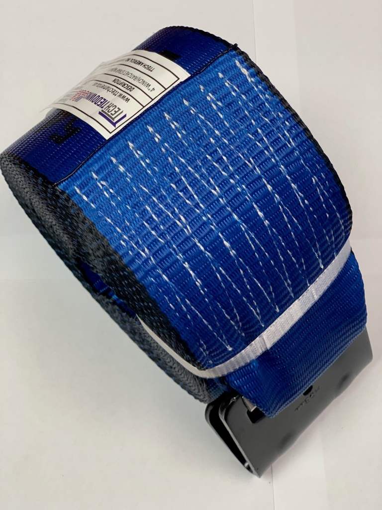Winch strap 4 inches by 30 feet long in Blue